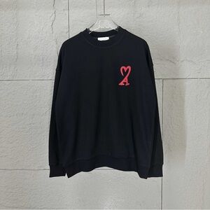 Ami Black Sweater with Red Logo